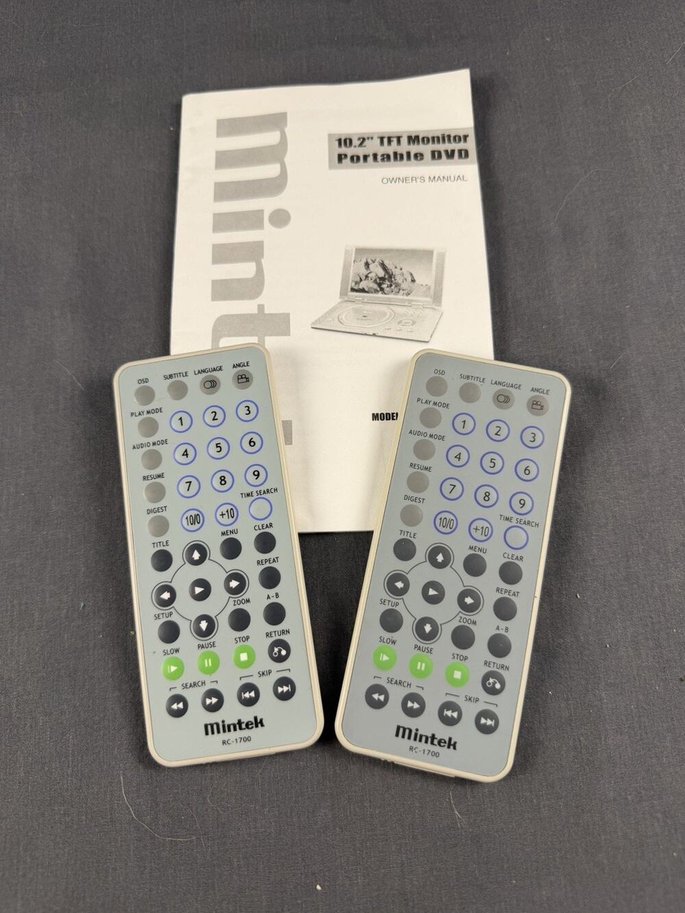 2 Remote Controls & Manual For Portable DVD Player MDP-1010, 1020